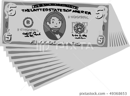 五美元鈔票美國美元$逗人喜愛的手拉 五美元鈔票美國美元$逗人喜愛的手拉 49368653