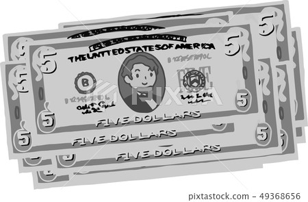 五美元鈔票美國美元$逗人喜愛的手拉 49368656