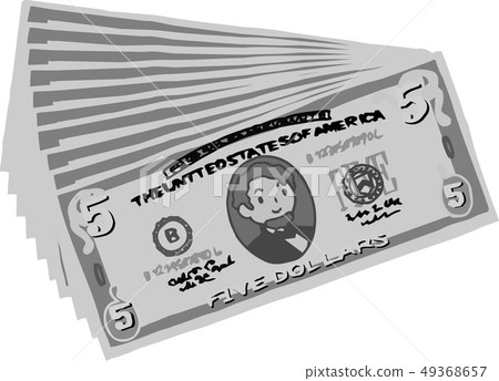 五美元鈔票美國美元$逗人喜愛的手拉 49368657