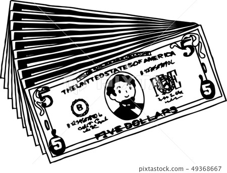 五美元鈔票美國美元$逗人喜愛的手拉 49368667