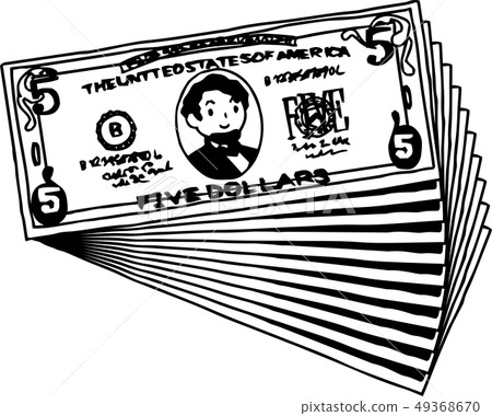 五美元鈔票美國美元$逗人喜愛的手拉 五美元鈔票美國美元$逗人喜愛的手拉 49368670