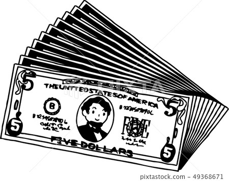 五美元鈔票美國美元$逗人喜愛的手拉 五美元鈔票美國美元$逗人喜愛的手拉 49368671