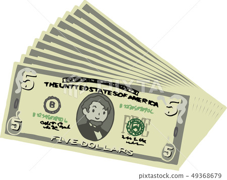 五美元鈔票美國美元$逗人喜愛的手拉 49368679