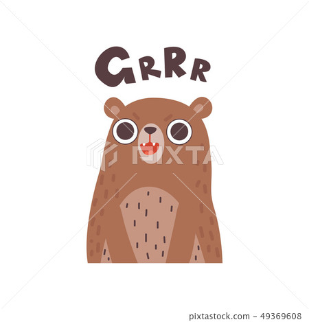 Cute Cartoon Bear Wild Animal Making Grrr Sound Vector Illustration 49369608