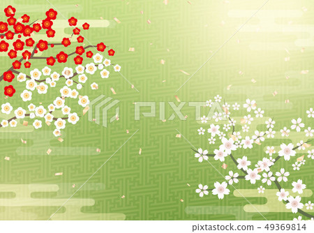 Japanese style background with cherry blossoms 49369814