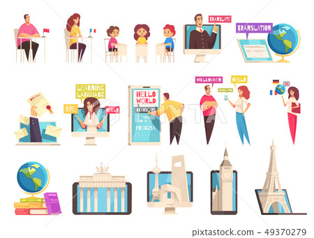 Learning Language Training Center Icon Set 49370279