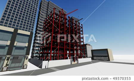 施工現場鋼框架結構施工CG6 49370353