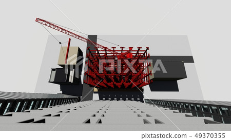 Construction site Steel frame construction under construction CG8 Construction site Steel frame construction under construction CG8 49370355