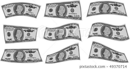 Hundred Dollar Bills American Dollar Curved Curved Hand Drawn Cute Illustration 49370714