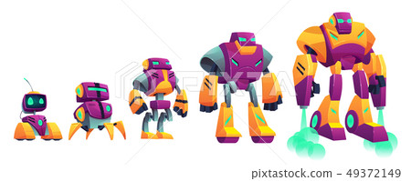 Robots evolution time line cartoon vector illustration 49372149