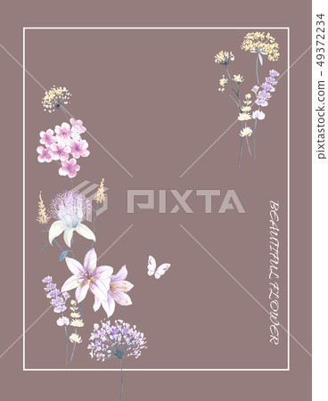 優雅的手繪水彩花卉圖案 49372234