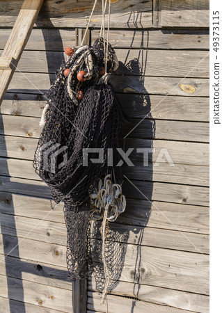 Detail of black fishing net. 49373115