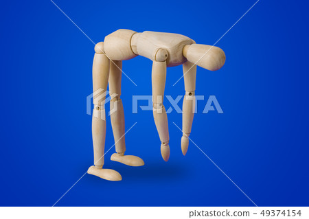 Sports wooden toy figure on blue Sports wooden toy figure on blue 49374154