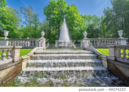 Pyramidal fountain in Petergof. Park in Petergof, Pyramidal fountain in Petergof. Park in Petergof, 49374287