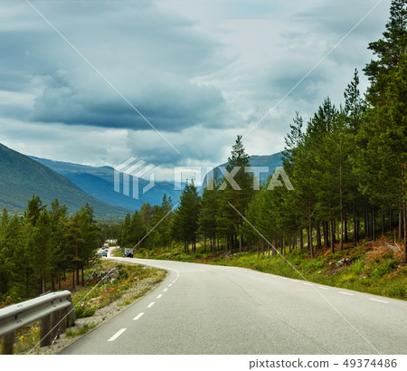 Summer Norway mountain road Summer Norway mountain road 49374486