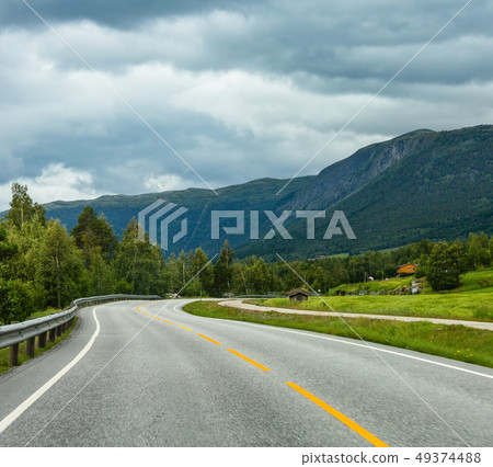 Summer Norway mountain road Summer Norway mountain road 49374488