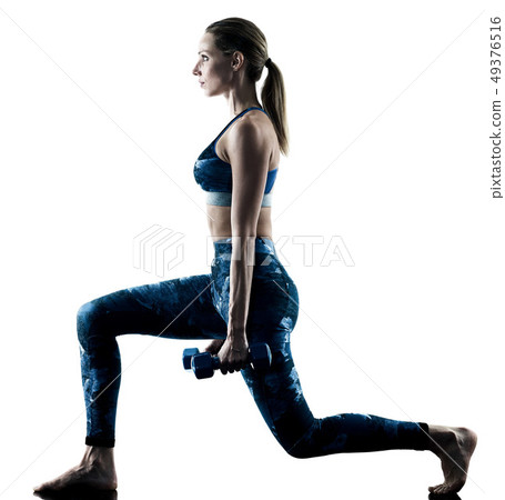 woman fitness weights excercises silhouette  49376516