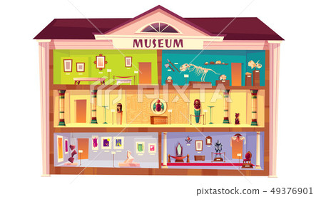 Natural history museum building cartoon vector 49376901