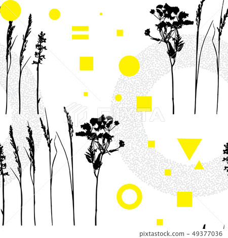 Botanical seamless pattern with plant elements on Botanical seamless pattern with plant elements on 49377036