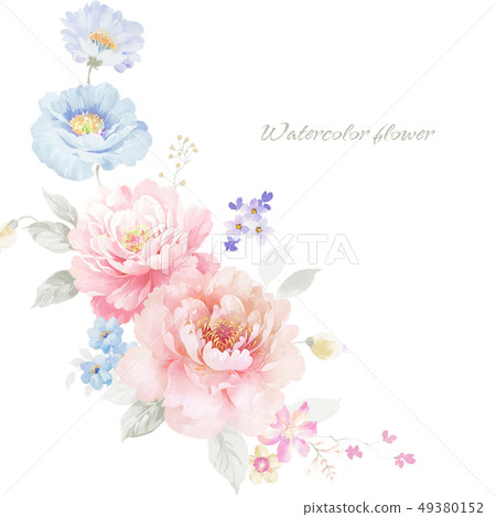 Beautiful watercolor peony flower Beautiful watercolor peony flower 49380152