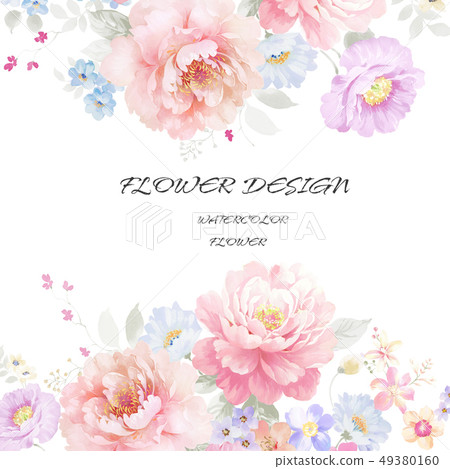 漂亮的水彩牡丹花卉 漂亮的水彩牡丹花卉 49380160