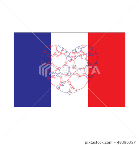 Flag of France with heart Flag of France with heart 49380357