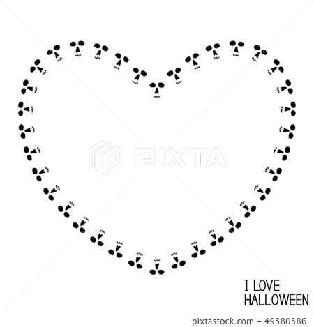 Happy Halloween card with skull's heart Happy Halloween card with skull's heart 49380386