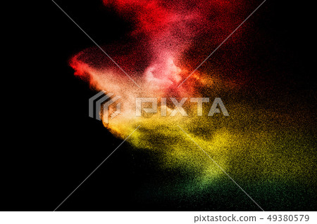 Abstract colorful powder explosion on black 49380579