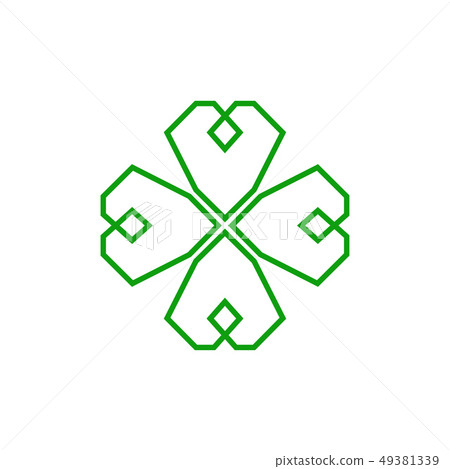 Four leaf green shamrock in Celtic style, St Patrick's day vector clover icon 49381339