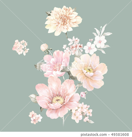 手繪水彩盛開的大花朵 49381608