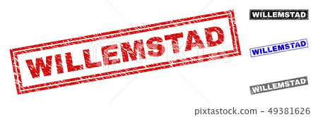 Grunge WILLEMSTAD Scratched Rectangle Stamps Grunge WILLEMSTAD Scratched Rectangle Stamps 49381626
