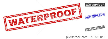 Grunge WATERPROOF Scratched Rectangle Stamp Seals - Stock Illustration ...