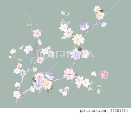 Romantic watercolor flower 49381914