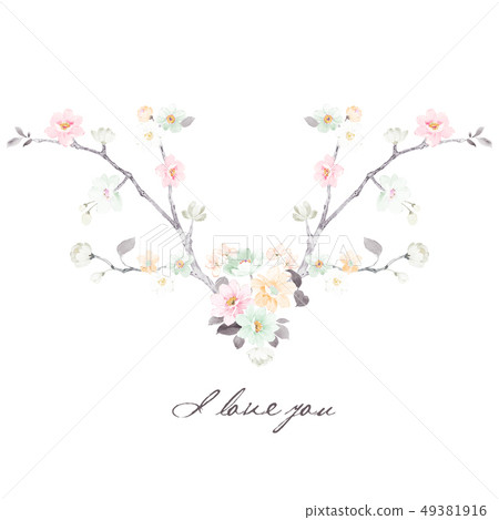 浪漫的水彩花卉 49381916