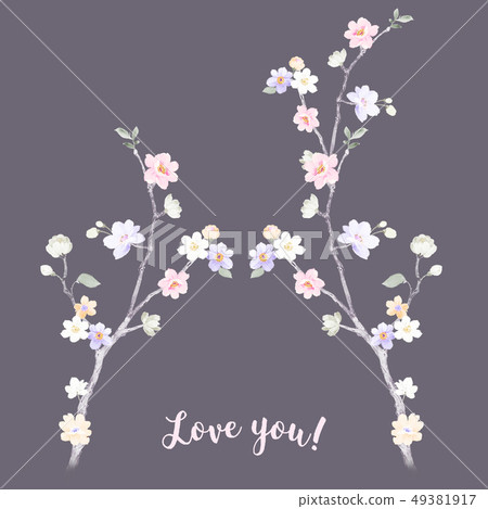 浪漫的水彩花卉 49381917