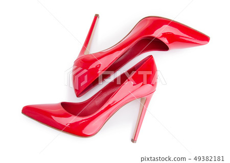 A pair of red shoes on a white background. A pair of red shoes on a white background. 49382181
