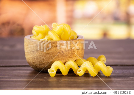 Cavatappi pasta raw with cart 49383028