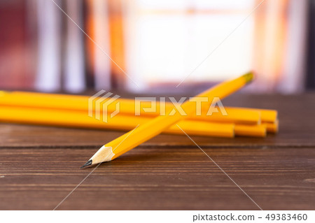 Yellow simple pencil with curtains Yellow simple pencil with curtains 49383460