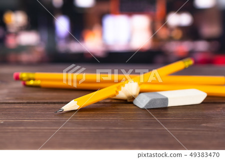 Yellow simple pencil with restaurant Yellow simple pencil with restaurant 49383470