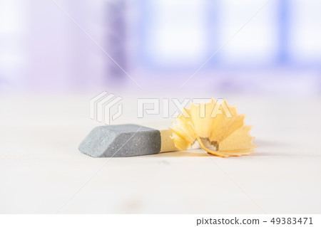 Yellow simple pencil with blue window 49383471