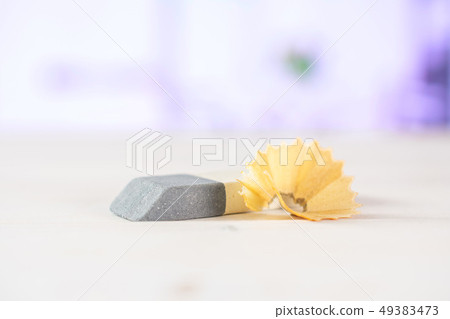 Yellow simple pencil with red tulips Yellow simple pencil with red tulips 49383473