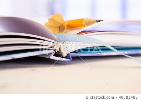 Yellow simple pencil with blue window Yellow simple pencil with blue window 49383488