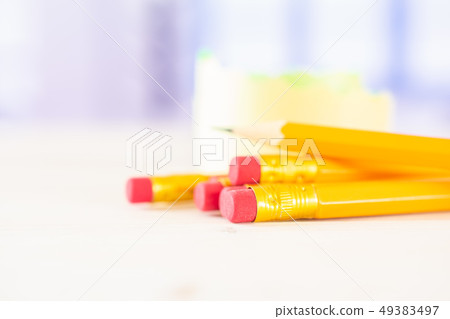 Yellow simple pencil with blue window Yellow simple pencil with blue window 49383497