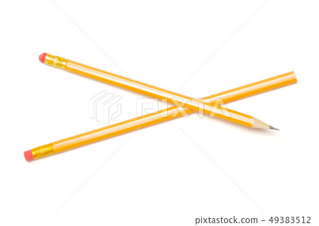 Yellow simple pencil isolated on white 49383512