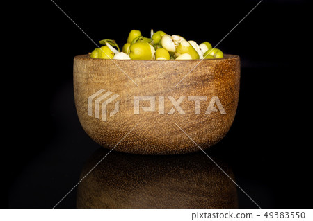 Mungo bean sprouts isolated on black glass 49383550