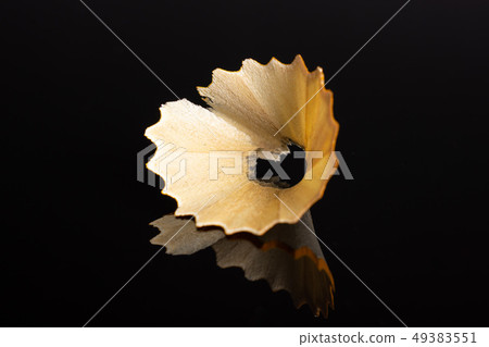 Yellow simple pencil isolated on black glass Yellow simple pencil isolated on black glass 49383551