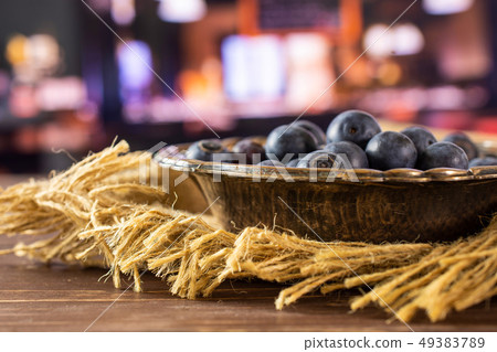 Fresh sweet blueberry with restaurant Fresh sweet blueberry with restaurant 49383789