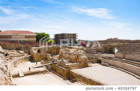 View of Roman amphitheater in Tarragona, Spain 49384797