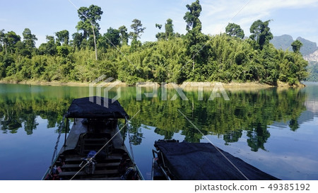 tropical landscape on chiao lan lake in khao sok tropical landscape on chiao lan lake in khao sok 49385192