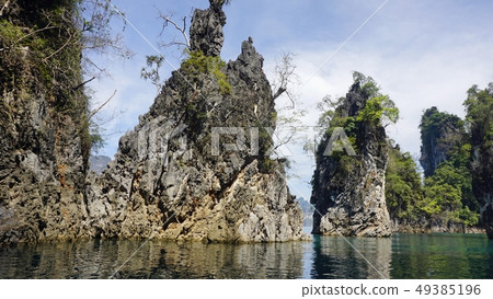 tropical landscape on chiao lan lake in khao sok tropical landscape on chiao lan lake in khao sok 49385196